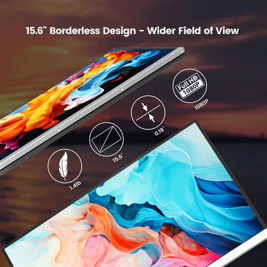 Zynity Laptop Screen Extender, 15.6inch 1080P FHD Portable Monitor with Built-In Speakers, IPS Display, Ultra-Narrow Bezel, Wide Viewing Angle, Compatible with Wins, Mac, PS4, Xbox