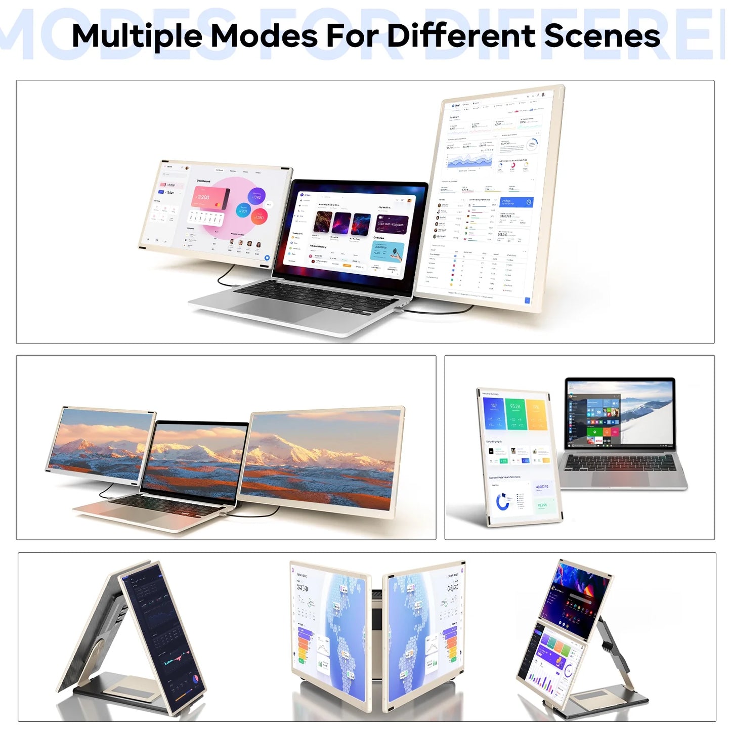 Zynity 15.6" Laptop Screen Extender, 1080P FHD Triple Portable Laptop Monitor Extender,Detachable Screen Travel Monitor for 13"-17.3" Laptops (Mac/Wins/Chrome/Dex)
