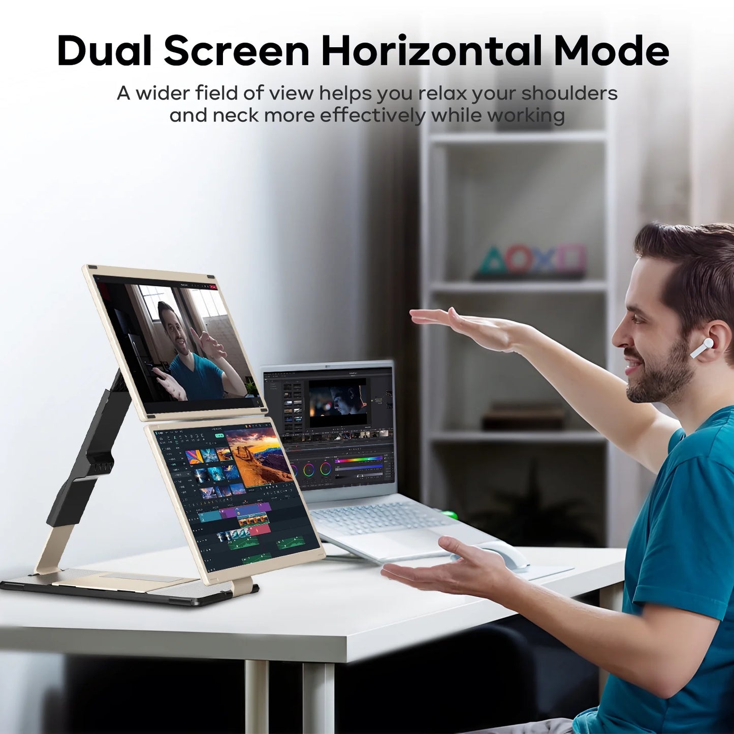 Zynity 15.6" Laptop Screen Extender, 1080P FHD Triple Portable Laptop Monitor Extender,Detachable Screen Travel Monitor for 13"-17.3" Laptops (Mac/Wins/Chrome/Dex)