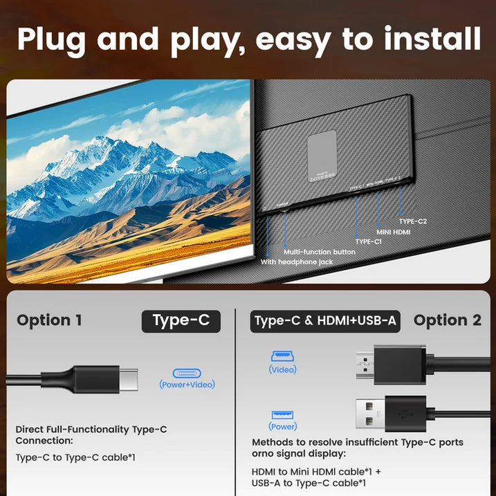 Zynity Laptop Screen Extender, 15.6inch 1080P FHD Portable Monitor with Built-In Speakers, IPS Display, Ultra-Narrow Bezel, Wide Viewing Angle, Compatible with Wins, Mac, PS4, Xbox