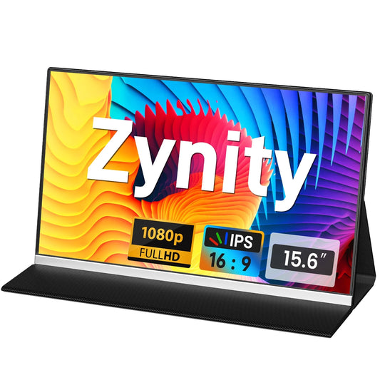 Zynity Laptop Screen Extender, 15.6inch 1080P FHD Portable Monitor with Built-In Speakers, IPS Display, Ultra-Narrow Bezel, Wide Viewing Angle, Compatible with Wins, Mac, PS4, Xbox
