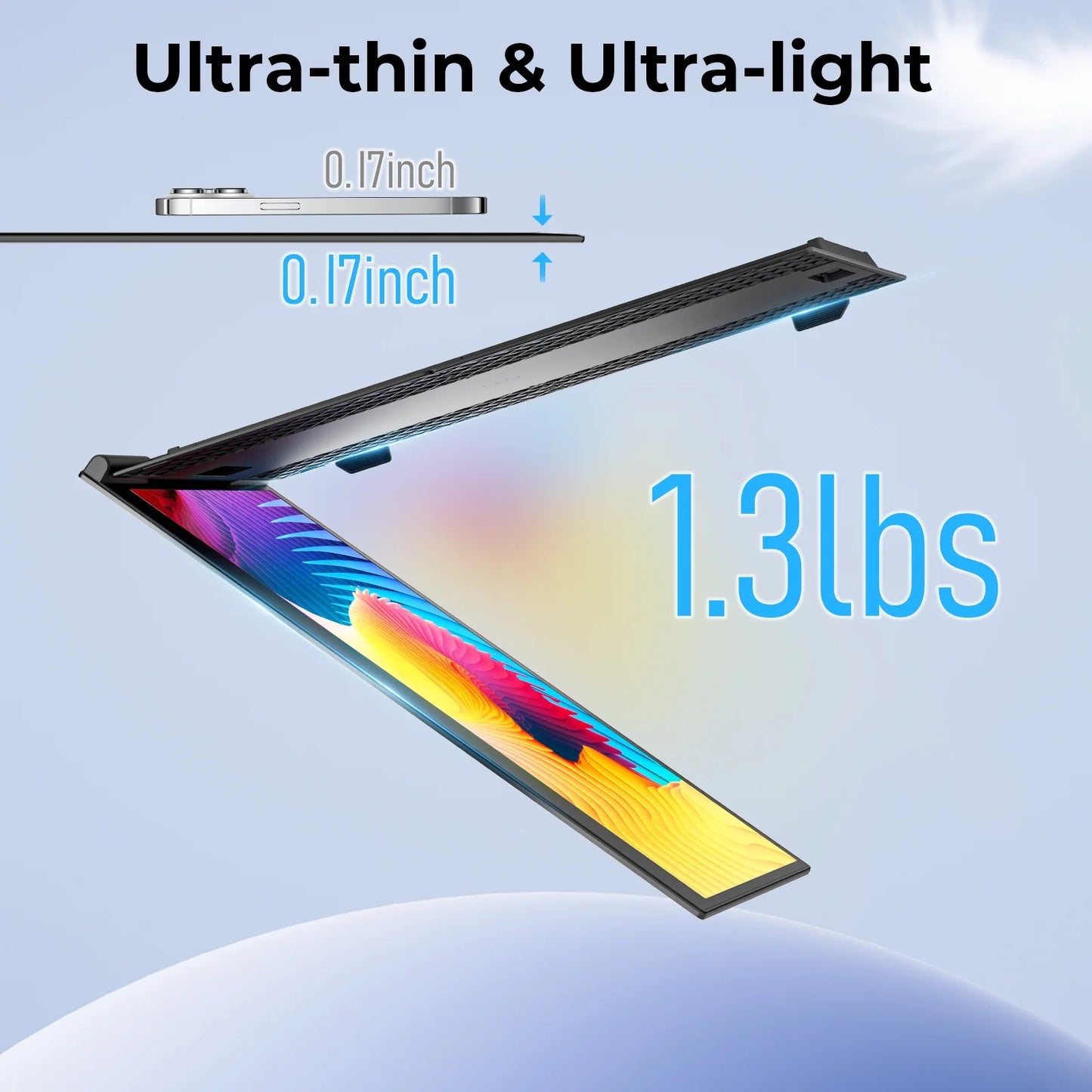 Zynity Laptop Screen Extender Ultra-Thin, 14" FHD 1080P Dual Portable Monitor for Laptop, 1.3lbs Lightweight Travel Monitor Extender Fit 13”-17”, Plug and Play for Windows/Mac/Android/Chrome