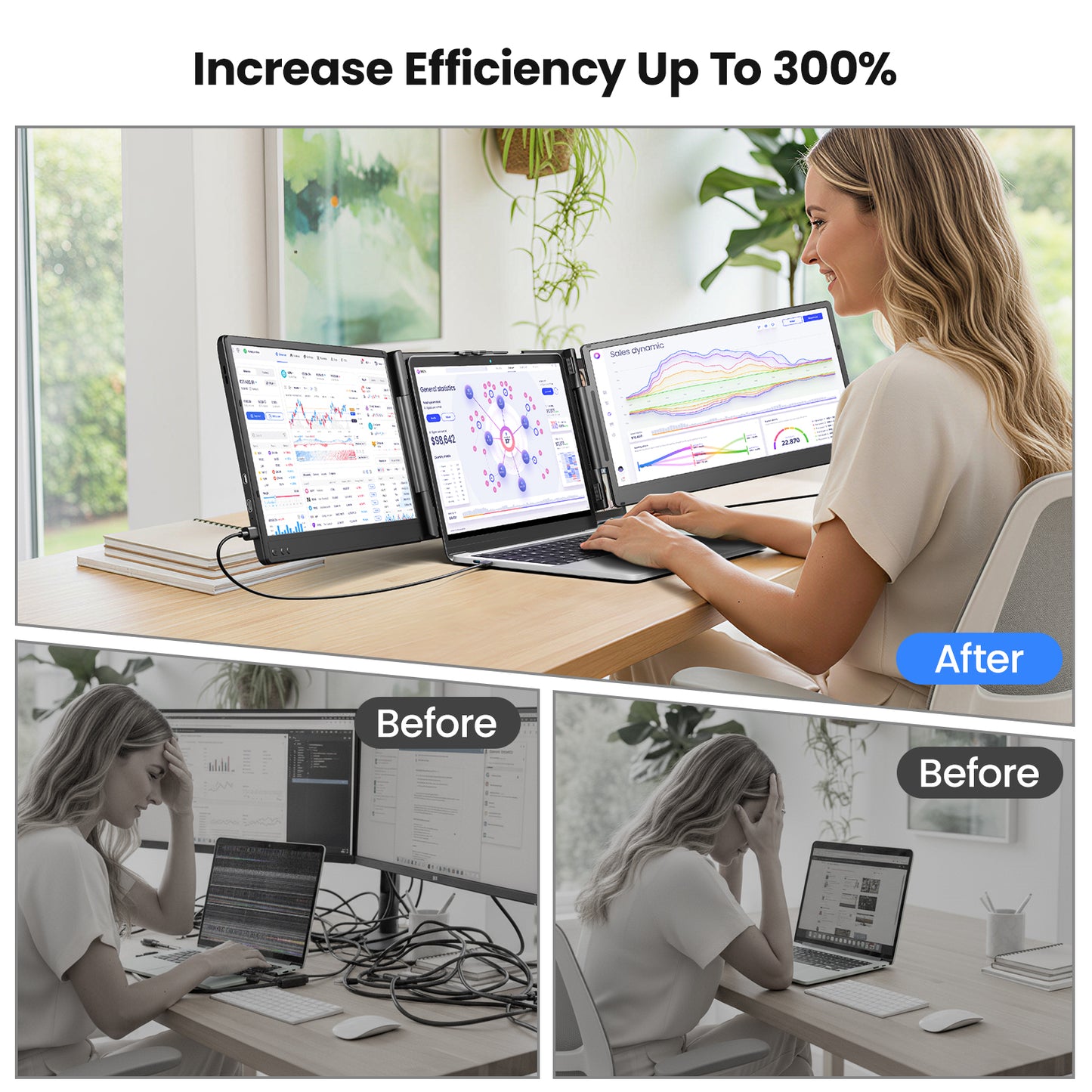 Zynity Laptop Screen Extender,14" 1080P FHD IPS screen，portable laptop screen，Fit for 13"-17.3" Laptop screen, Plug & Play Compatiable with Windows/Mac/Chrome/Android/Switch