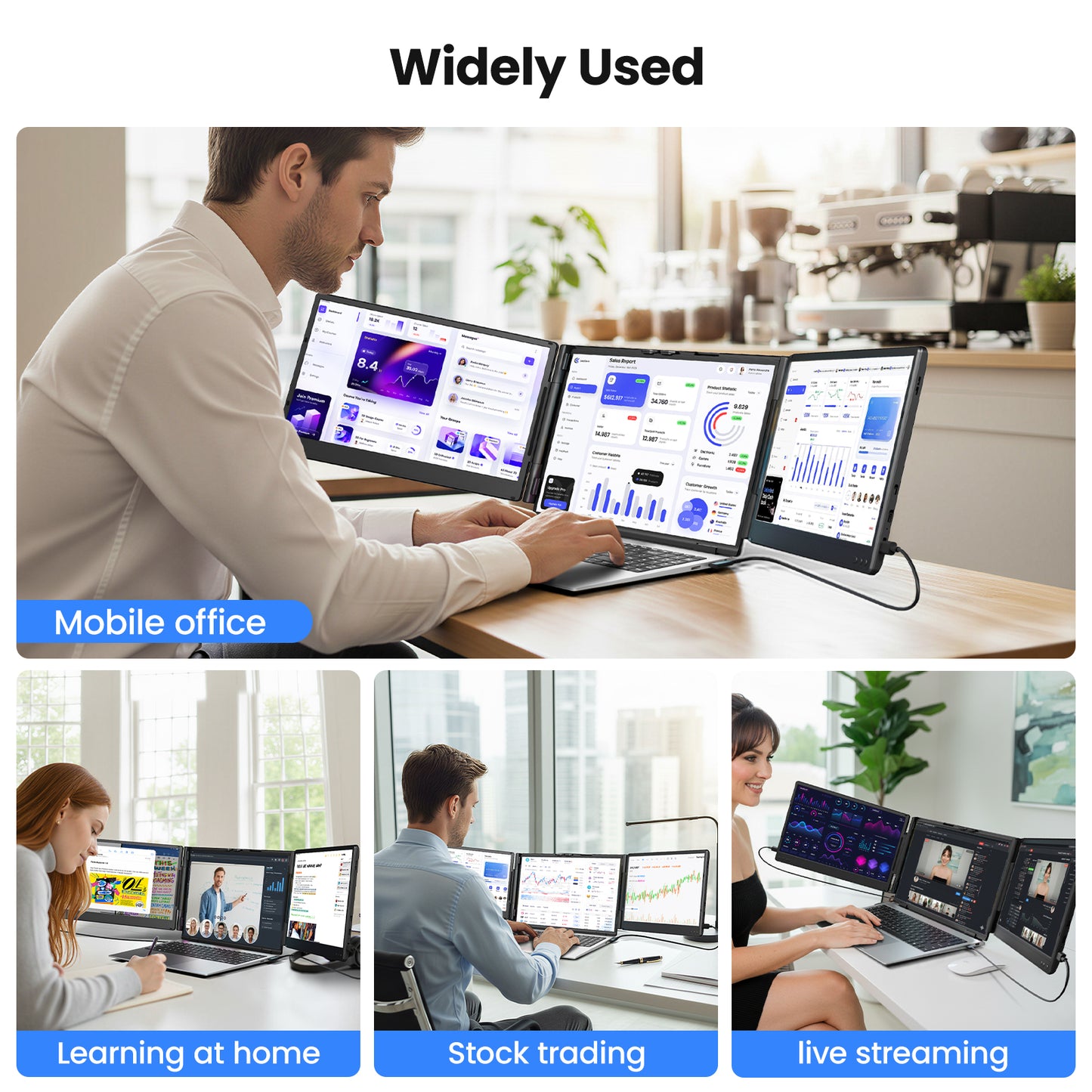Zynity Laptop Screen Extender,14" 1080P FHD IPS screen，portable laptop screen，Fit for 13"-17.3" Laptop screen, Plug & Play Compatiable with Windows/Mac/Chrome/Android/Switch