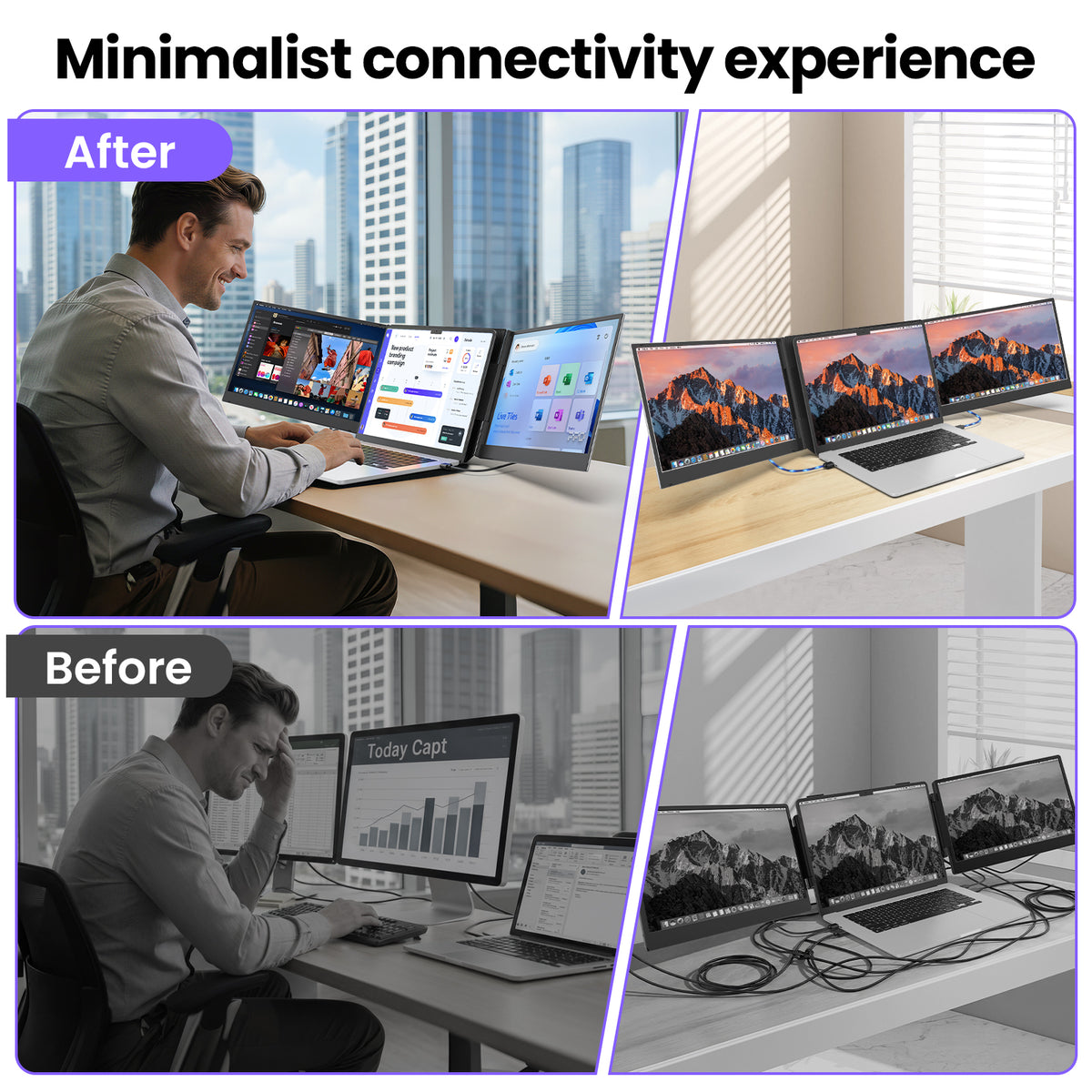 Zynity 15.6" Laptop Screen Extender, 1080P FHD IPS Portable Monitor Extender for 13"-17.3" Laptops, Aluminum alloy laptop dual-screen extender, Plug & Play Compatible with Windows, Mac & Android