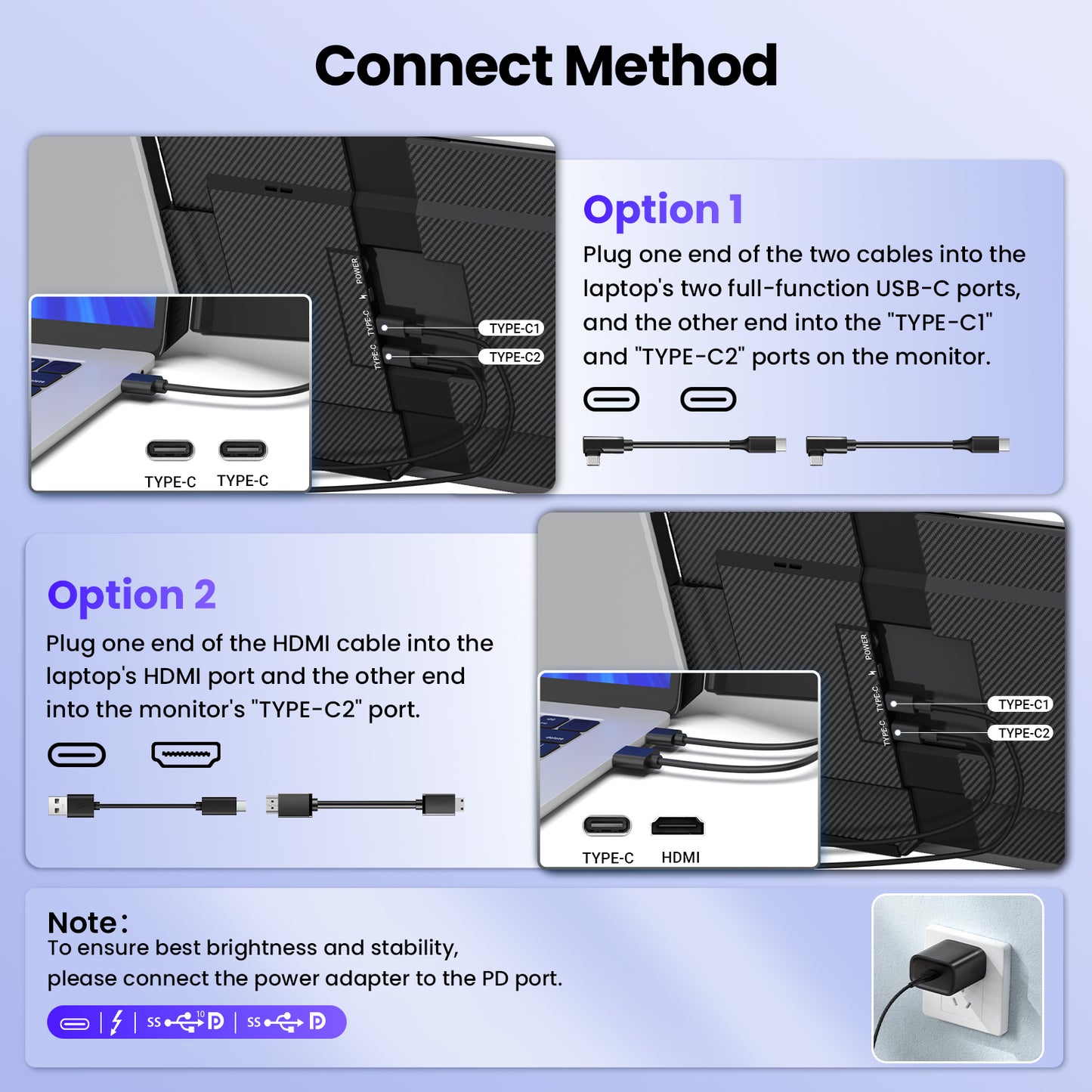 Zynity 15.6" Laptop Screen Extender, 1080P FHD IPS Portable Monitor Extender for 13"-17.3" Laptops, Aluminum alloy laptop dual-screen extender, Plug & Play Compatible with Windows, Mac & Android