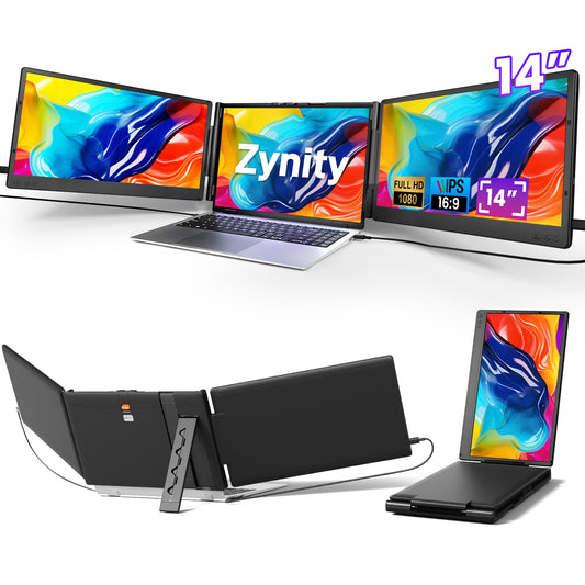 Zynity Laptop Screen Extender,14" 1080P FHD IPS screen，portable laptop screen，Fit for 13"-17.3" Laptop screen, Plug & Play Compatiable with Windows/Mac/Chrome/Android/Switch